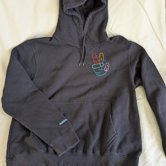 adidas Other - Adidas Black Hoodie with Peace Sign Logo